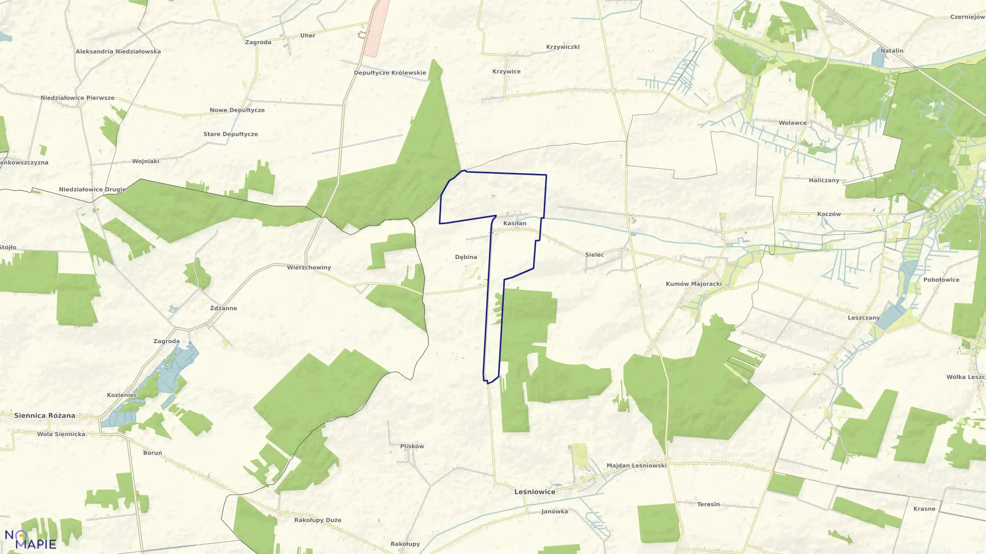 Mapa obrębu KASIŁAN w gminie Leśniowice